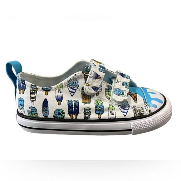 Converse Sneakers White/Baltic Blue/Lime Rave, NWT - Picture 2 of 3